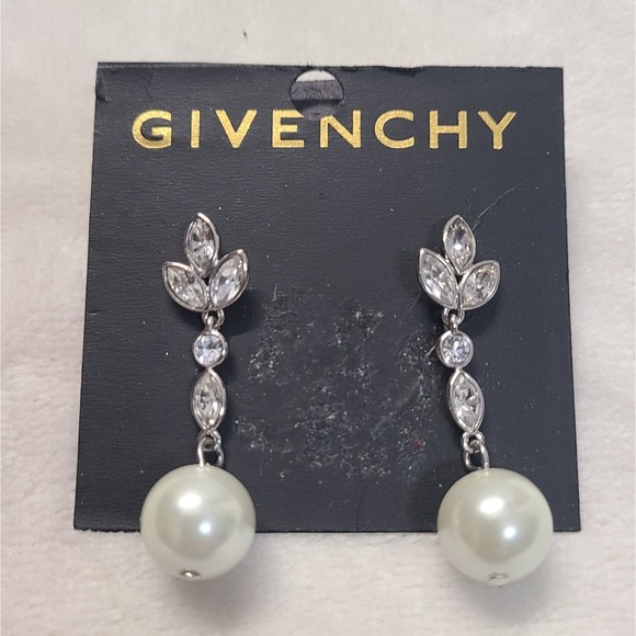 Givenchy Faux Pearl & Crystal Drop Earrings - Picture 1 of 4